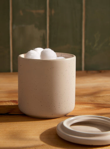 Speckled sand-coloured decorative jar